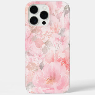 Coque iPhone 16 Pro Max Motif floral aquarelle rose poudré