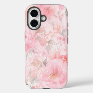 Coque Pour iPhone 16 Motif floral aquarelle rose poudré
