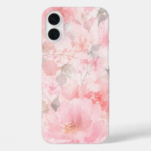 Coque Pour iPhone 16 Plus Motif floral aquarelle rose poudré