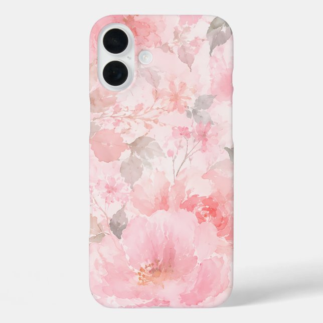 Coques Case-Mate iPhone Motif floral aquarelle rose poudré (Verso)