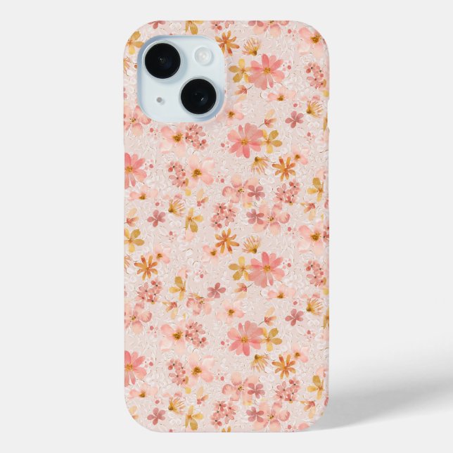 Coques Case-Mate iPhone Motif floral aquarelle rose poudré (Verso)