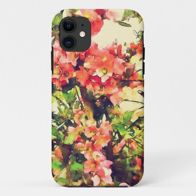 Coques Case-Mate iPhone Motif floral aquarelle rose rouge 1 (Dos)
