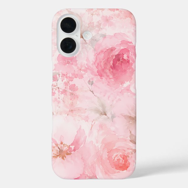 Coques Case-Mate iPhone Motif floral aquarelle rose tendre (Verso)