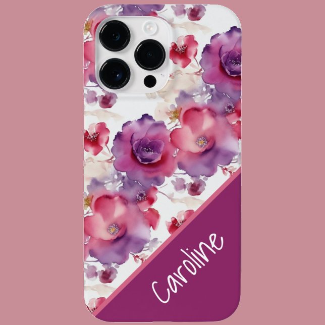 Coques Case-Mate iPhone Motif floral aquarelle rouge bleu violet (Add some beautiful flowers and colors to your life.)