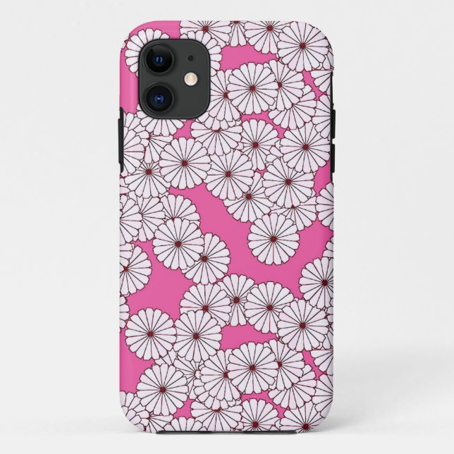 Coques Case-Mate iPhone Motif floral Art Déco - crème sur rose (Dos)