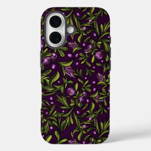 Coque Pour iPhone 16 Motif floral artistique : fleurs violettes