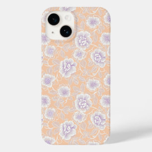 Coque Case-Mate iPhone Motif floral aux couleurs pêche et lavande