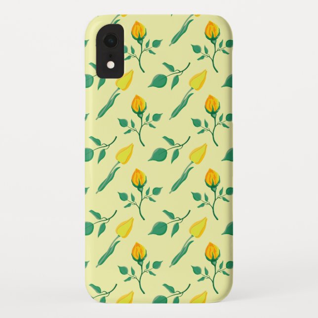 Coques Case-Mate iPhone Motif floral avec rose jaune et fleurs de tulipe (Dos)