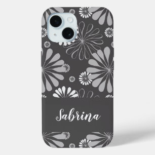 Coque Case-Mate iPhone Motif floral blanc et gris