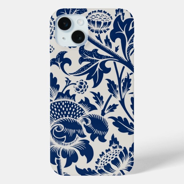 Coques Case-Mate iPhone Motif floral bleu complexe sur fond clair (Verso)