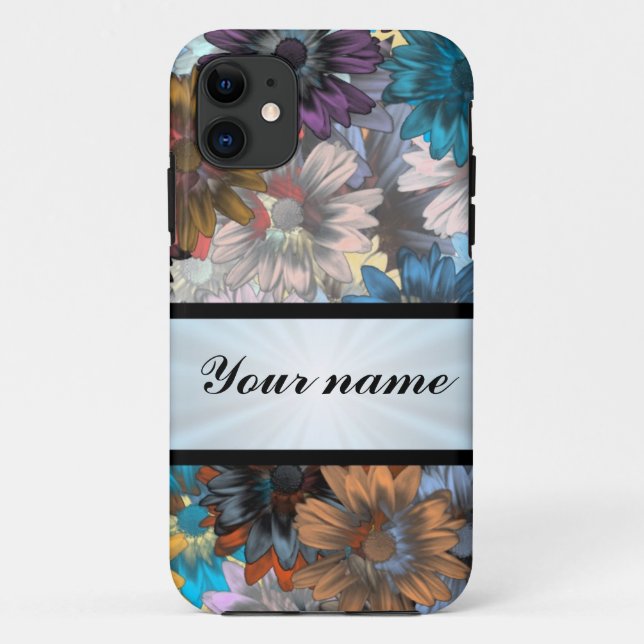 Coques Case-Mate iPhone Motif floral bleu et marron (Dos)