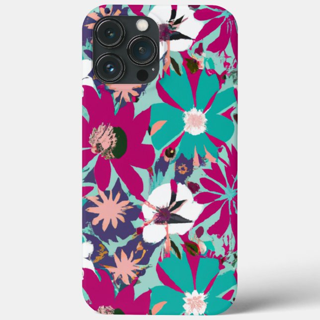 Coques Case-Mate iPhone Motif floral bleu et violet (Verso)
