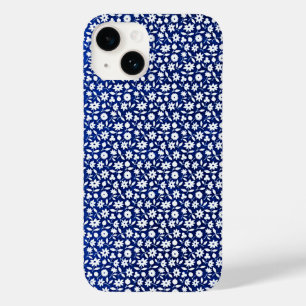 Coque Case-Mate iPhone Motif floral bleu marine et blanc
