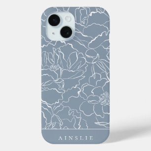 Coque Case-Mate iPhone Motif floral bleu poussiéreux personnalisé