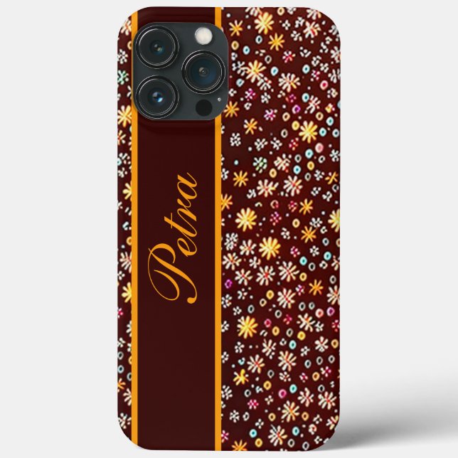 Coques Case-Mate iPhone Motif floral brun orange (Verso)