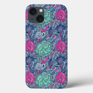 Etui iPhone 13 Motif floral coloré à doodle