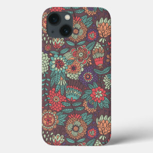 iPhone 13 Case Motif floral coloré dans le style dessin animé