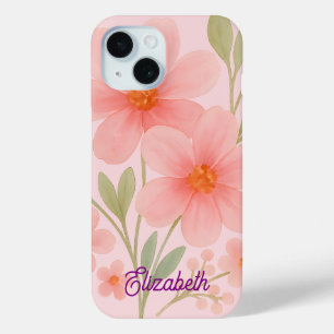 Coque Case-Mate iPhone Motif floral d'aquarelle rose doux Illustration