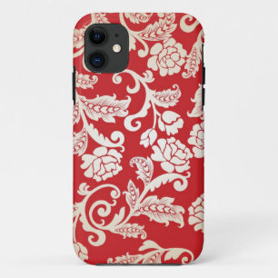 Coques Pour iPhone Motif floral d'arrière - plan de damassé