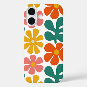 Coque Pour iPhone 16 Motif floral d'art folklorique groovy rétro des an