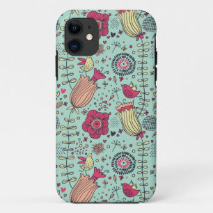 Coque Case-Mate iPhone Motif floral de bande dessinée avec des oiseaux