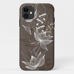 Coque iPhone 11 Motif floral de brun foncé