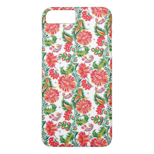 Coque iPhone 8 Plus/7 Plus Motif floral de fleur florale rouge audacieuse de