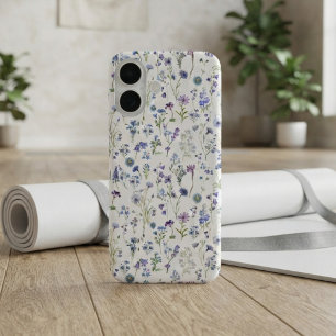 Coque Pour iPhone 16 Motif floral de fleurs sauvages aquarelle bleu vio
