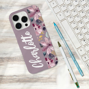 Coque iPhone 16 Pro Motif floral de lilas monogramme