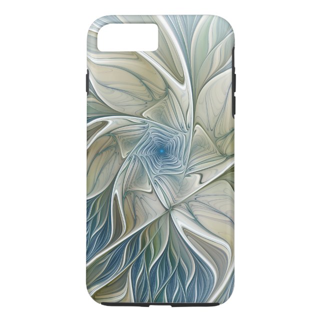 Coques Case-Mate iPhone Motif floral de rêve Abstrait bleu kaki fractal (Dos)