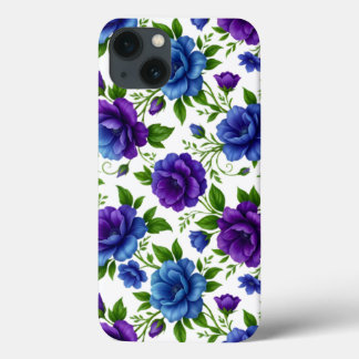 Case-Mate iPhone Case Motif floral de rose bleue et violette élégant