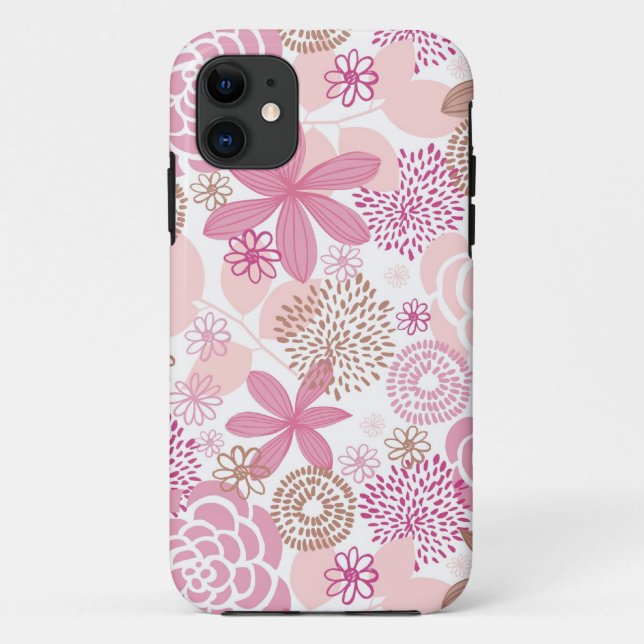 Coques Case-Mate iPhone Motif floral de rose et de brun (Dos)