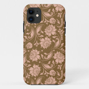 Coque iPhone 11 Motif floral de rose et de brun