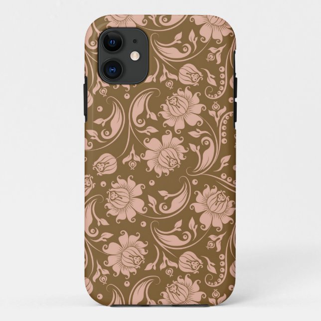 Coques Case-Mate iPhone Motif floral de rose et de brun (Dos)
