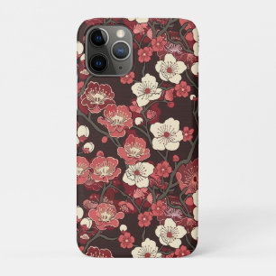Case-Mate iPhone Case Motif floral de sakura bordeaux foncé corail