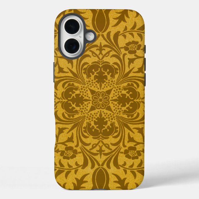 Coques Case-Mate iPhone Motif floral doré orné avec symétrie (Verso)