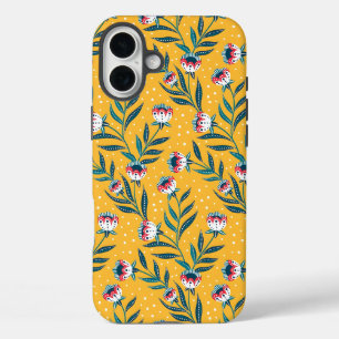 Coque Pour iPhone 16 Plus Motif floral élégant avec des points et des feuill