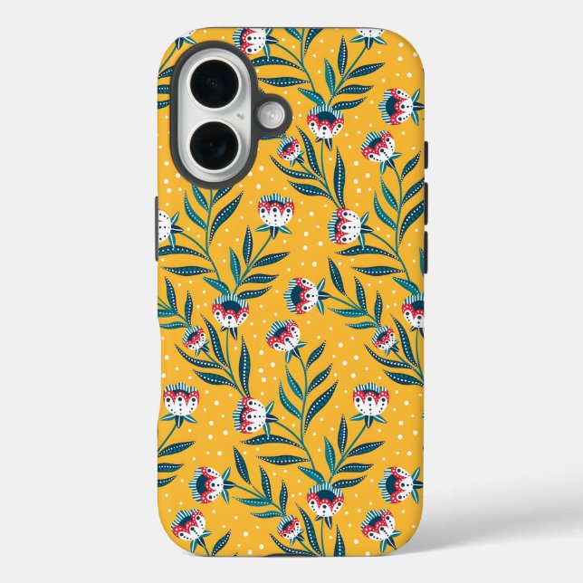 Coques Case-Mate iPhone Motif floral élégant avec des points et des feuill (Verso)