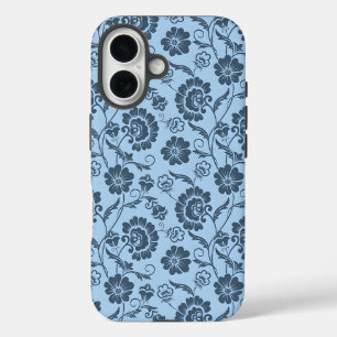 Coque Pour iPhone 16 Motif floral élégant sur fond bleu clair