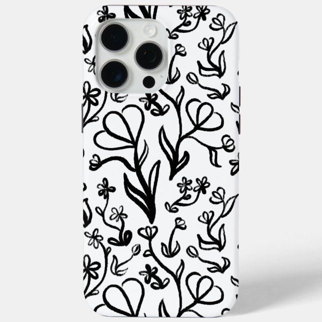Coques Case-Mate iPhone Motif floral en noir et blanc (Verso)