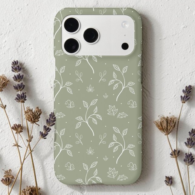 Coques Case-Mate iPhone Motif floral feuillu vert olive apaisant (Créateur téléchargé)