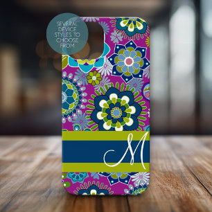 iPhone 13 Mini Coque Motif floral fillette avec Monogramme