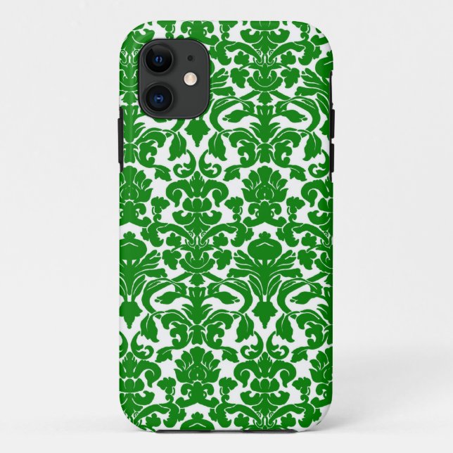 Coques Case-Mate iPhone Motif floral fleuri vert de damassé (Dos)