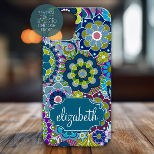 Coque Case-Mate iPhone Motif floral funky avec nom personnalisé