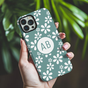 Coque iPhone 16 Pro Max Motif floral girly moderne personnalisé avec monog