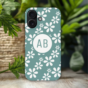 Coque Pour iPhone 16 Plus Motif floral girly moderne personnalisé avec monog