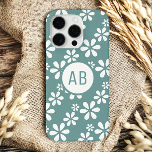 Coque iPhone 16 Pro Motif floral girly moderne personnalisé avec monog