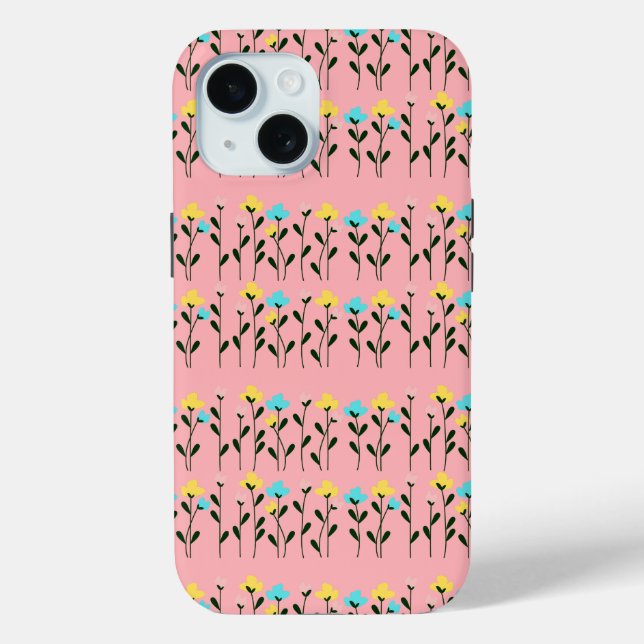 Coques Case-Mate iPhone Motif floral gris chic monogramme (Verso)