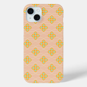 Coque Case-Mate iPhone Motif floral hexagonal sur fond pêche