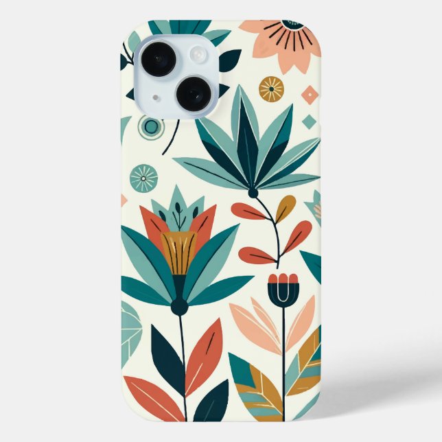 Coques Case-Mate iPhone Motif floral imprimé moderne gras orange vert (Verso)